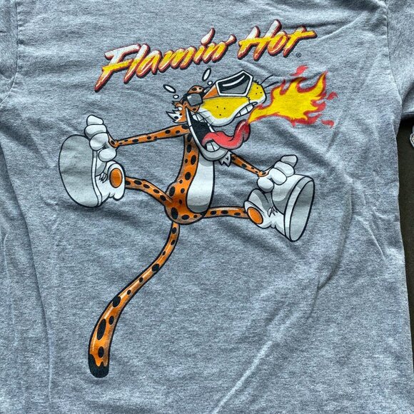 Modern Cheetos Flamin Hot Chester Cheetah Grey Graphic Tee Shirt Adult Medium - Picture 2 of 7